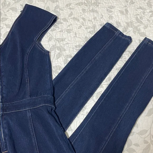 GUESS Navy Sleeveless Denim Jumpsuit - Picture 9 of 10